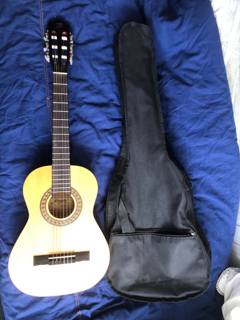 Morgan CG-10 1/2N kindergitaar met hoes, Ophalen of Verzenden, Gebruikt, Klassieke of Spaanse gitaar, Met koffer