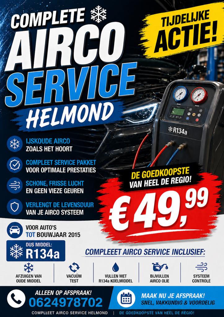 Airco service Helmond €49,99 | Weer ijskoud de zomer in ️, Autoruitschadeherstel