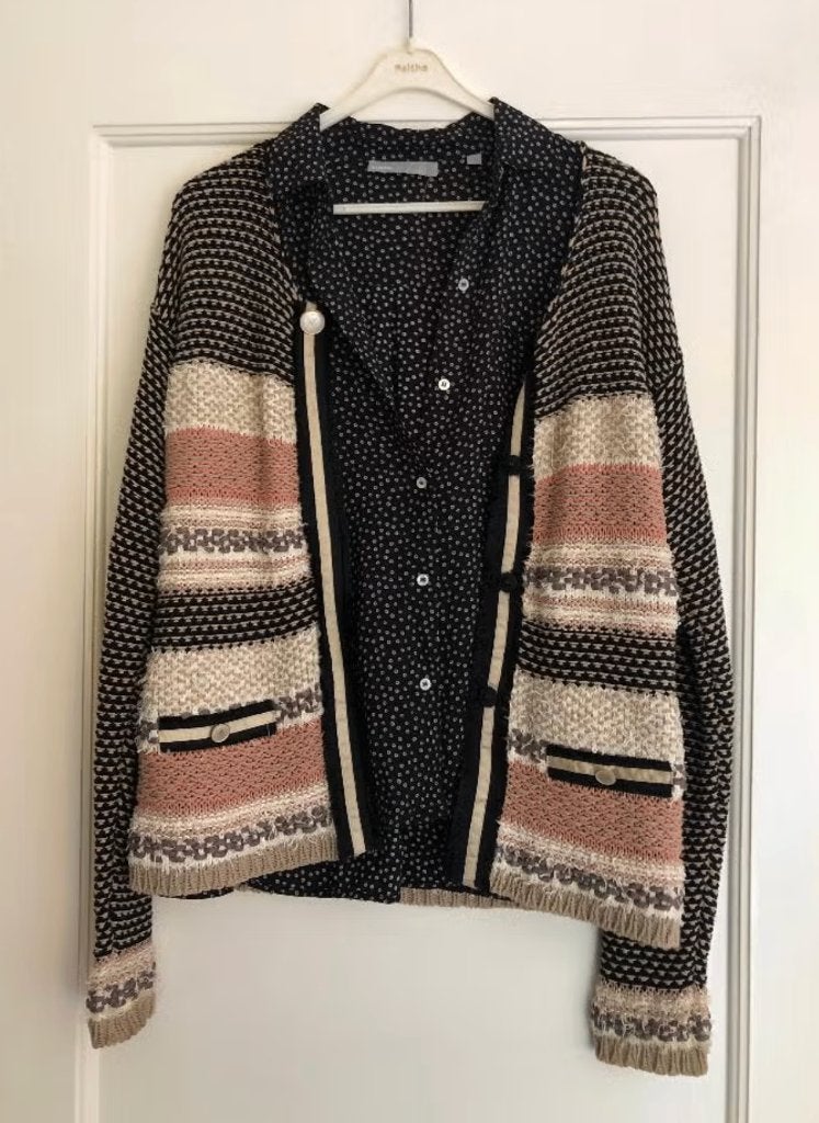vest TwinSet Simona Barbieri mt L/M vnl katoen zwart/rose, Maat 38/40 (M), Verzenden, Zwart, Zo goed als nieuw