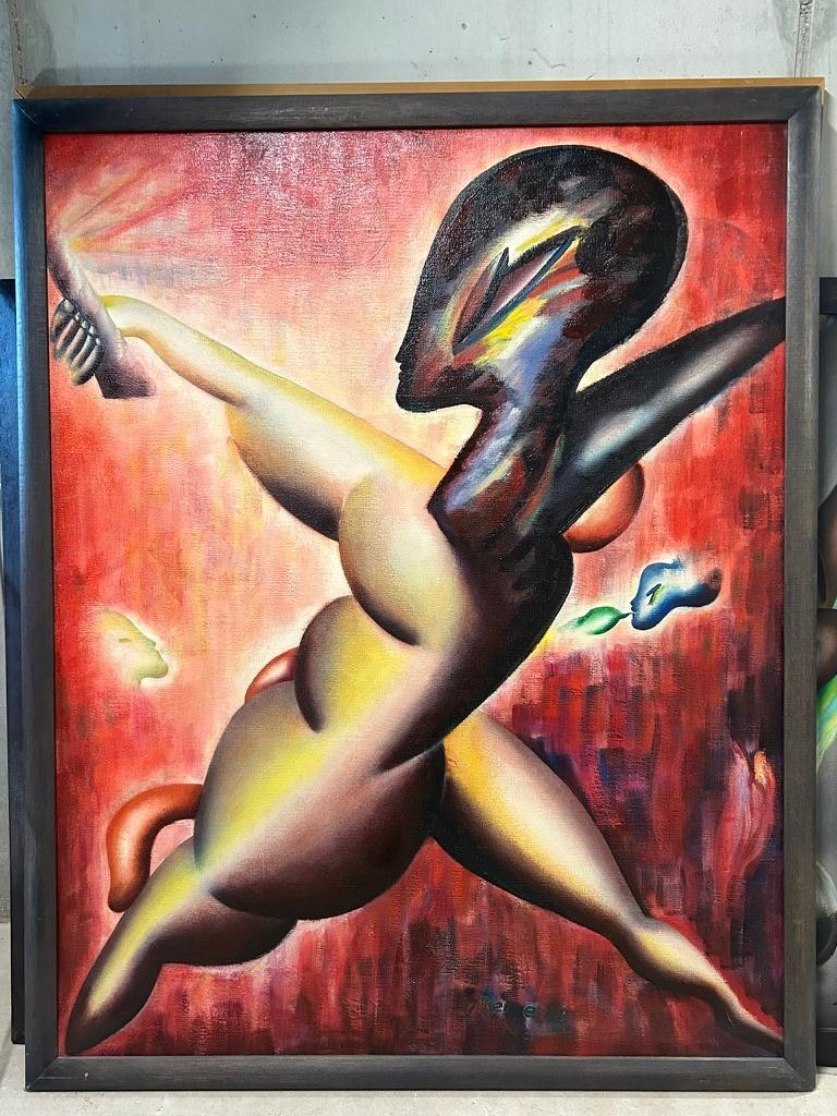 Groot Schilderij Jörg Remé Karakteristiek Modern Werk, Ophalen