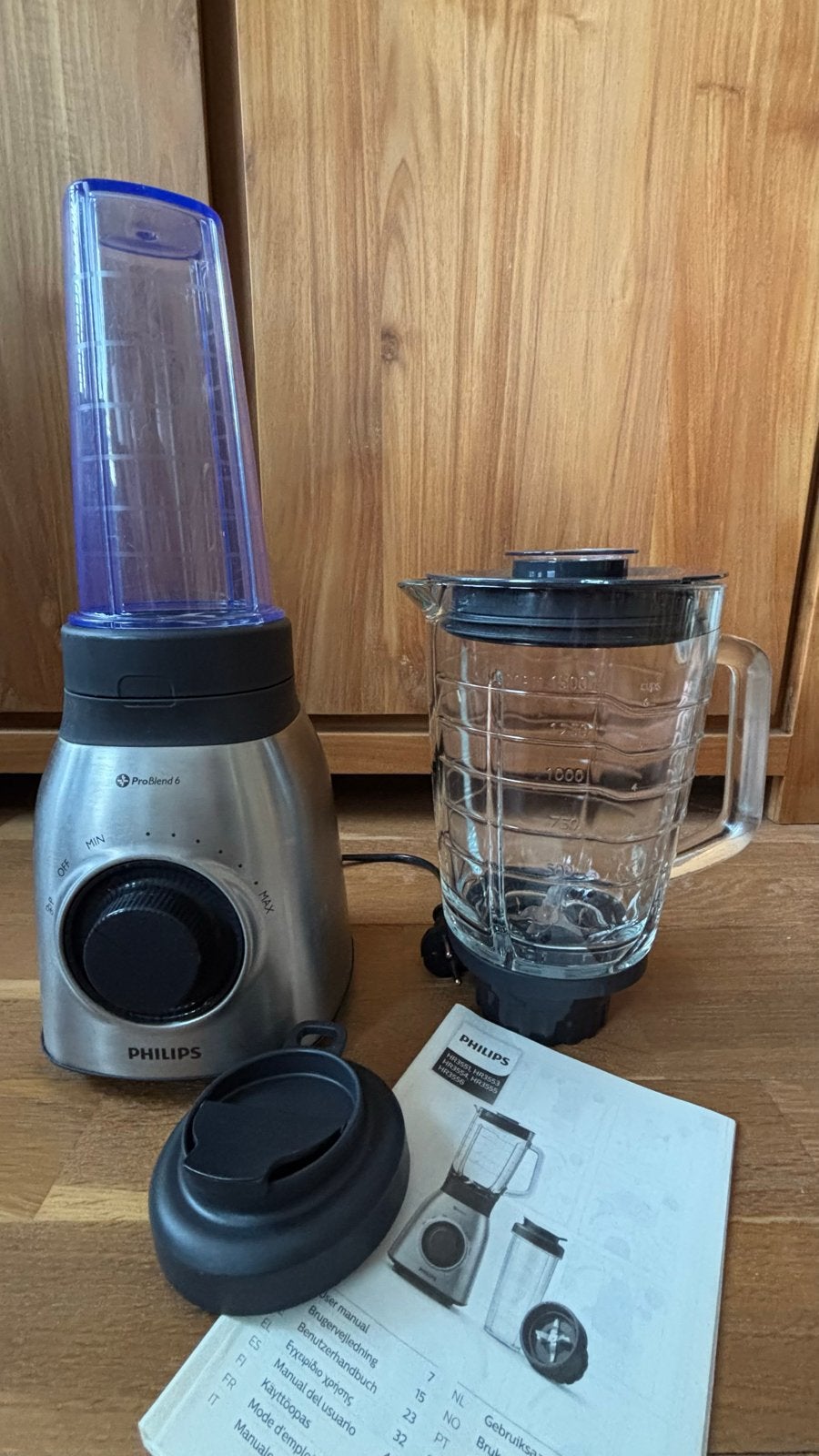 Philips ProBlend 6 Blender HR 3556 met to-go beker, Ophalen of Verzenden, Zo goed als nieuw, Blender