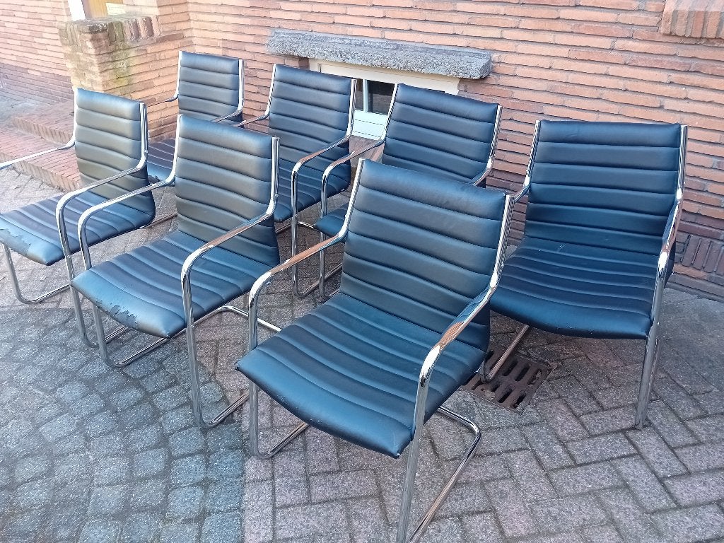 7x Sitland, Classic vergaderstoel met verchroomd frame., Ophalen, Gebruikt, Zwart, Eén