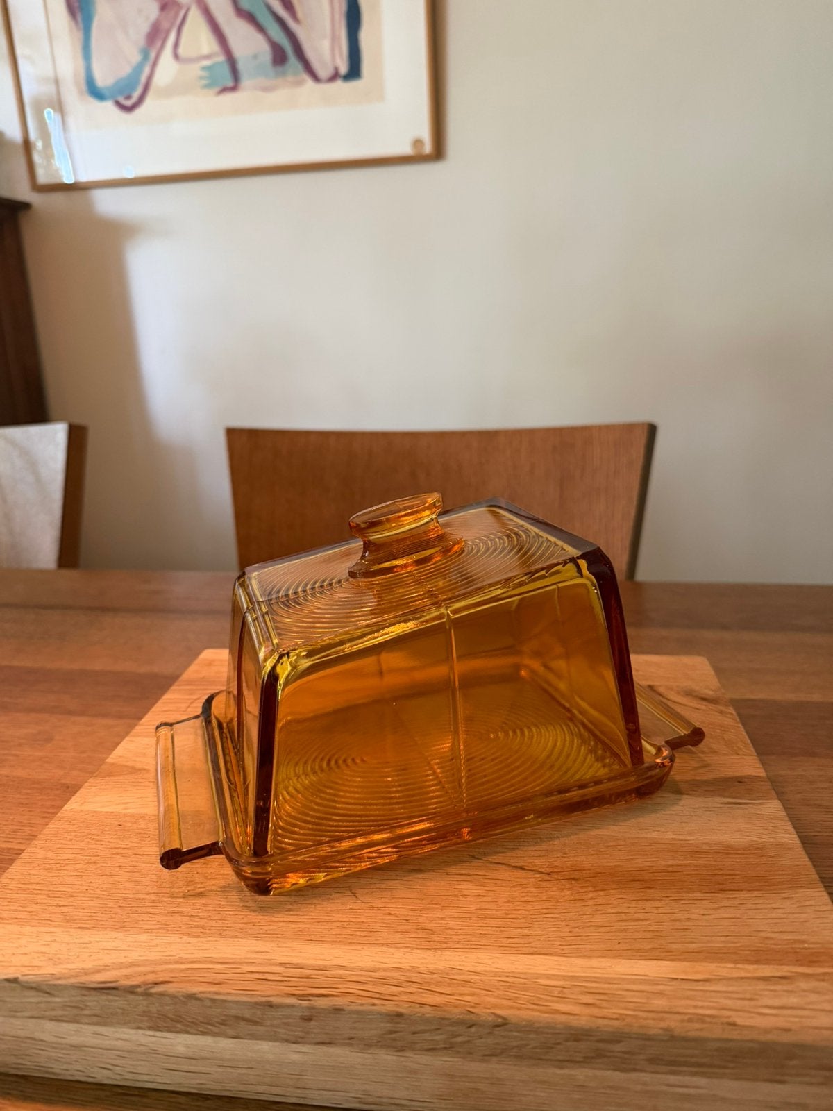 Vintage amberkleurige Art Deco kaasstolp ca 1939, Ophalen of Verzenden, Zo goed als nieuw