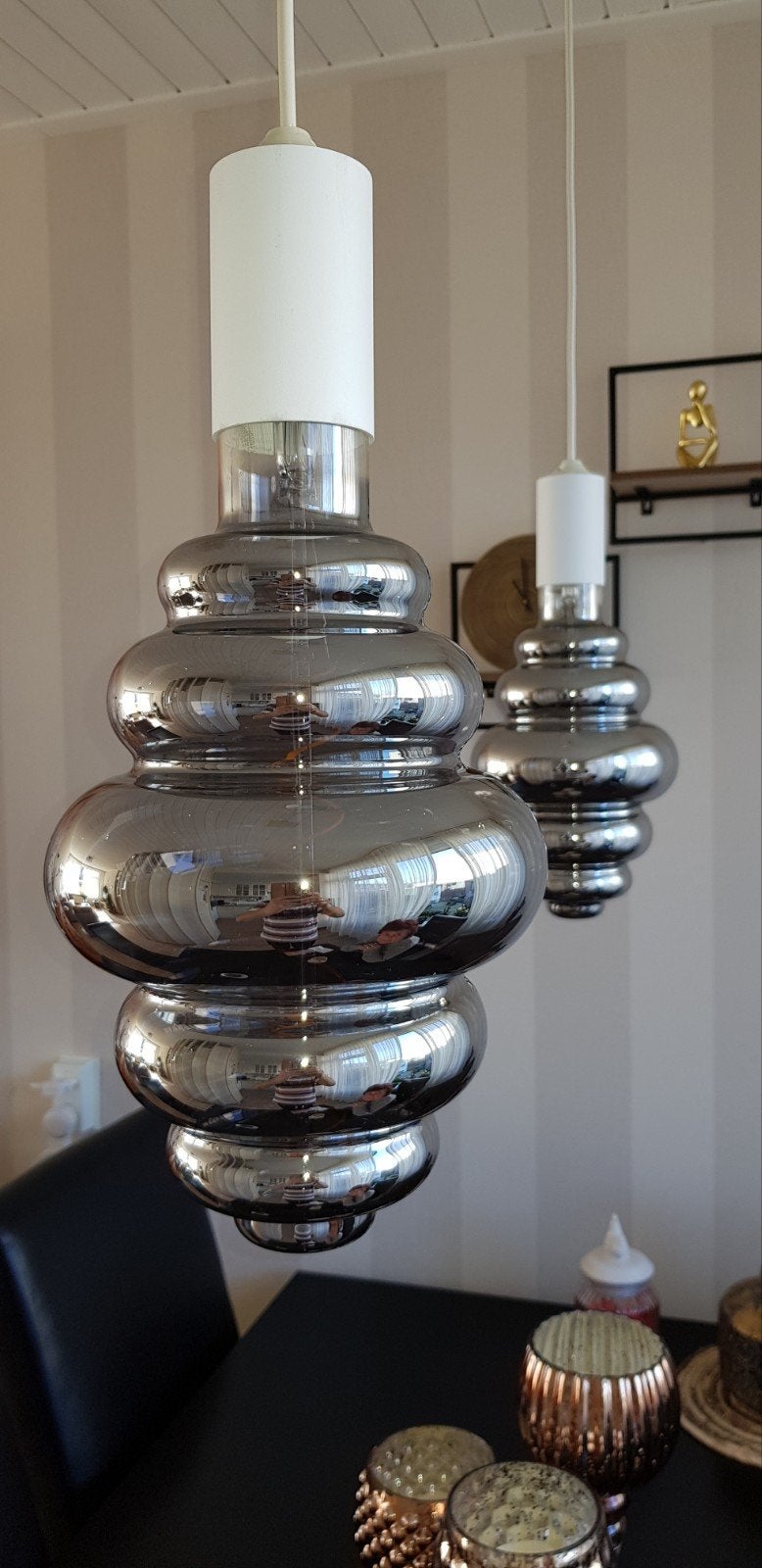 2 x hanglamp, Ophalen, Zo goed als nieuw, Glas, E27 (groot)
