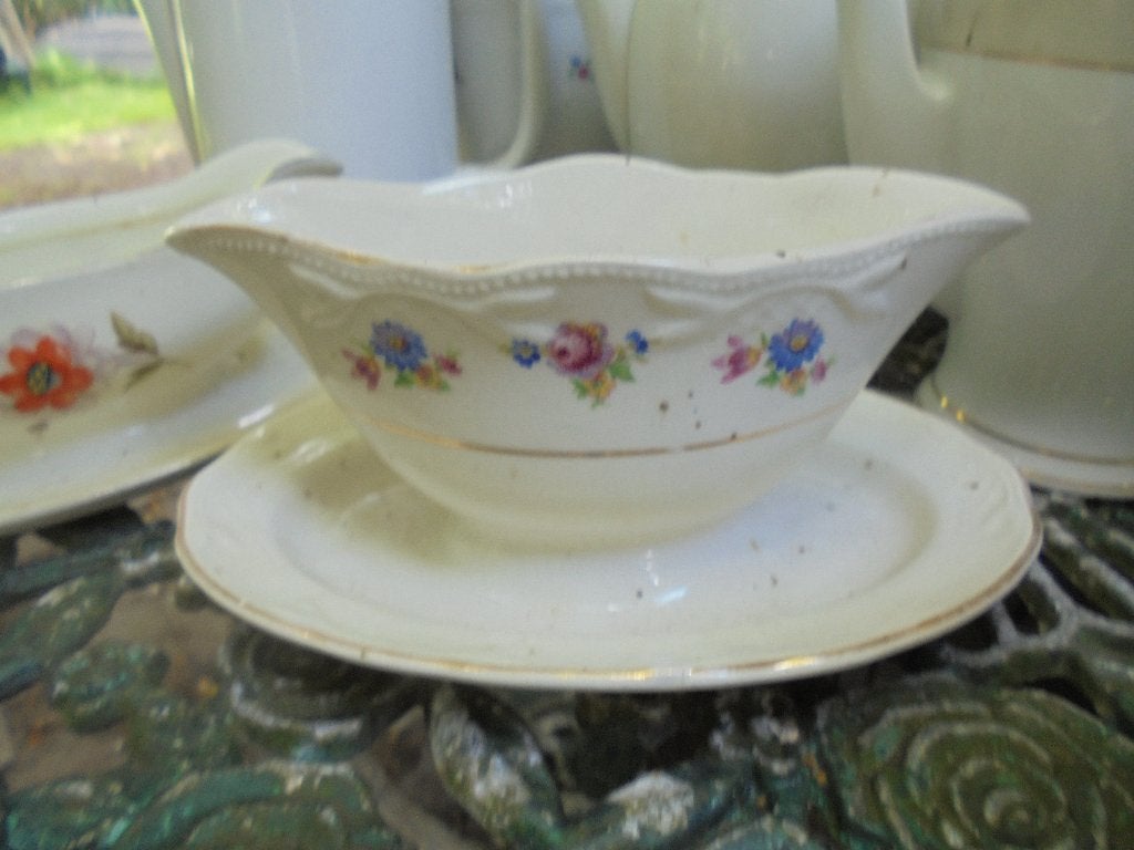 Oude Jus/Sauskom met bloemboeketjes oa roze roosjes, Ophalen of Verzenden