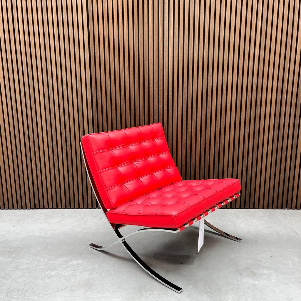 Knoll Barcelona chair - Ferrari Red premium leder - Relax, Ophalen of Verzenden