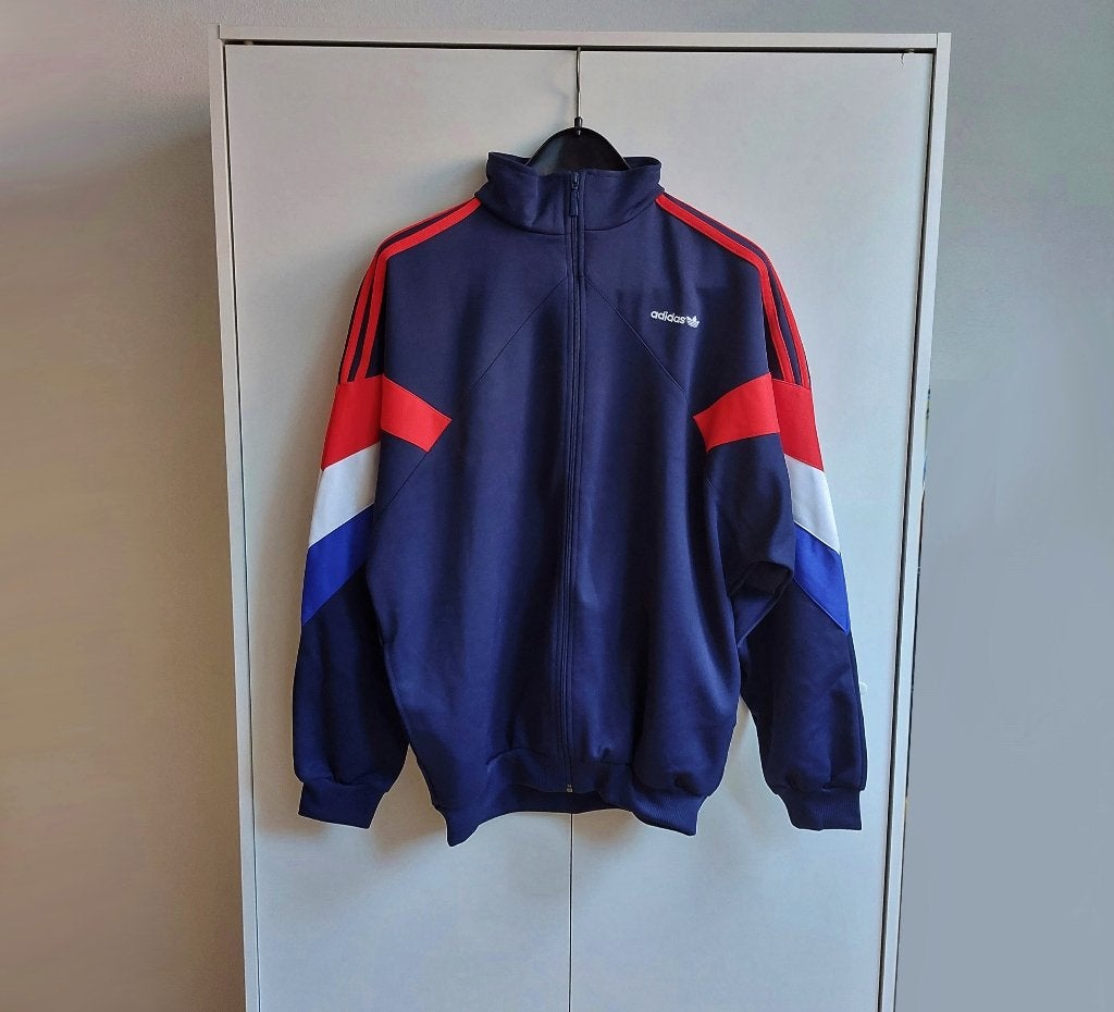 Adidas trainingsjack Donker blauw NL vlag mt L Vintage, Kleding | Heren, Sportkleding, Zo goed als nieuw, Adidas, Algemeen, Verzenden