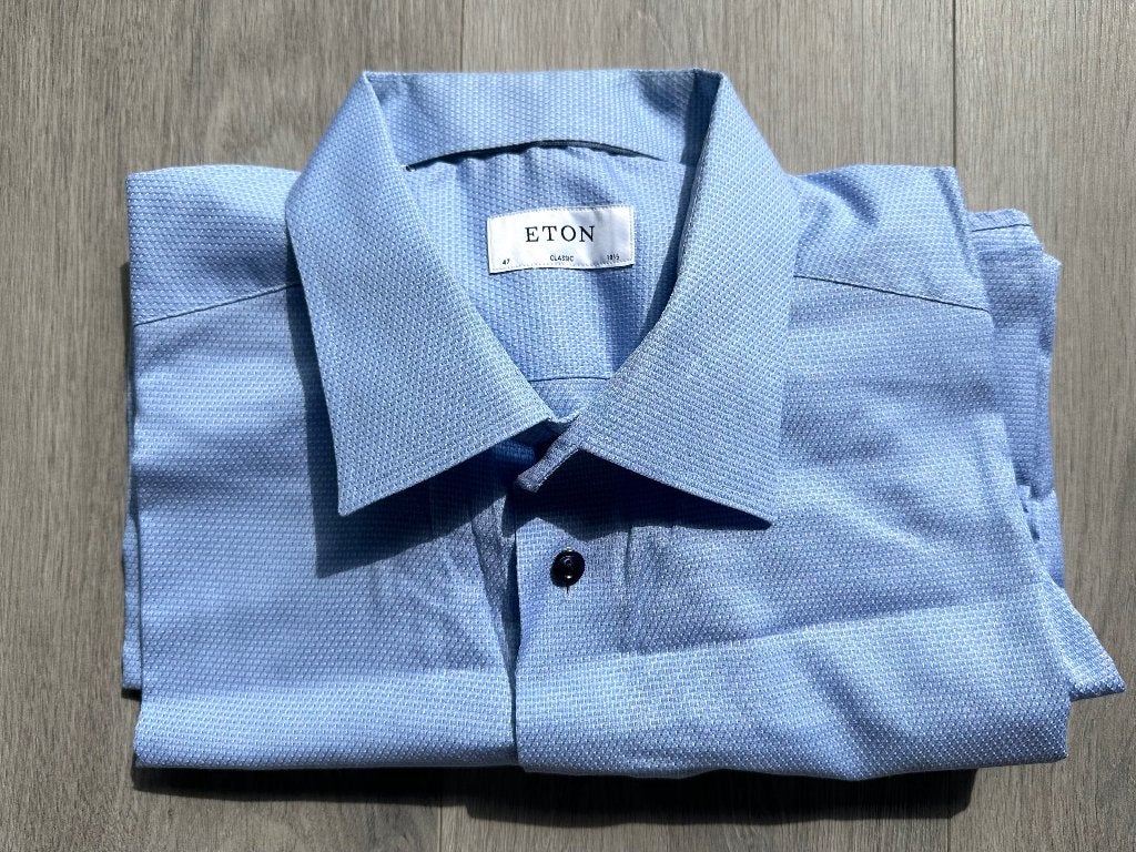 Goed Als Nieuw ETON Overhemd, Maat 3XL-47/18½", Lange Mouwen, Blauw, Eton, Ophalen of Verzenden, Zo goed als nieuw