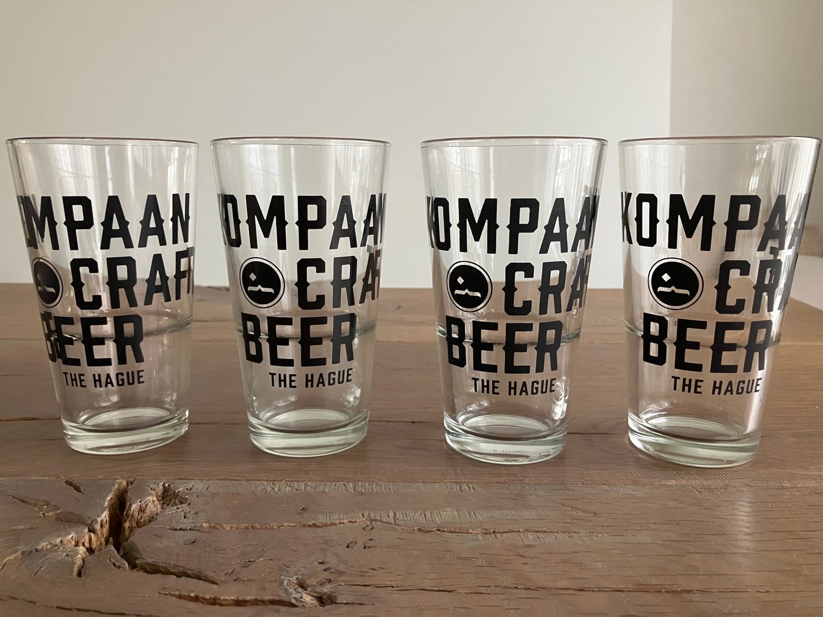 Kompaan bierglazen, 4 stuks, Verzamelen, Ophalen of Verzenden, Zo goed als nieuw, Glas of Glazen