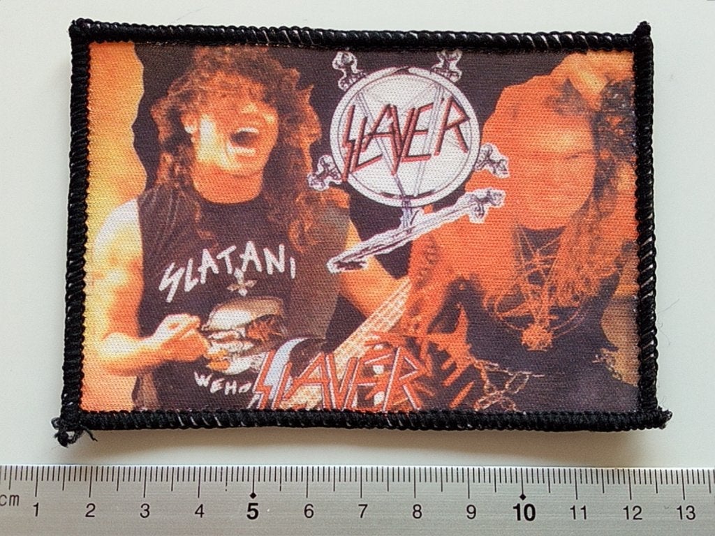 Slayer vrij  zeldzame nieuwe vintage 80's printed patch 132, Verzenden, Nieuw, Kleding