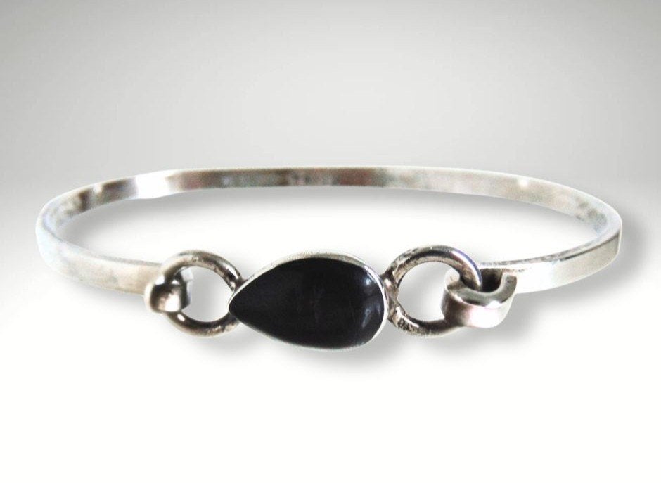 Mooie vintage TAXCO 925 zilveren ONYX druppel armband!, Sieraden, Tassen en Uiterlijk, Verzenden, Zo goed als nieuw, X, Met edelsteen