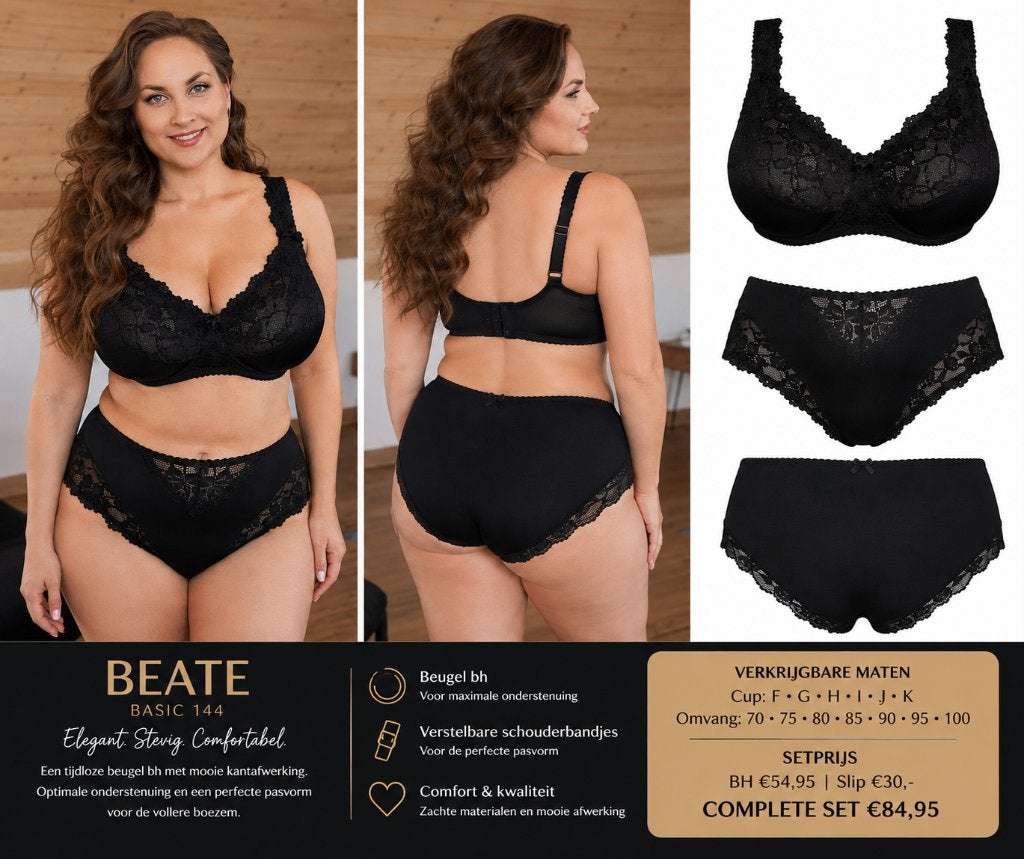 BH grote cupmaat F G H I | Plaisir Beate | Zwart, Kleding | Dames, Ondergoed en Lingerie, Plaisir Beate, Verzenden, Zwart, BH