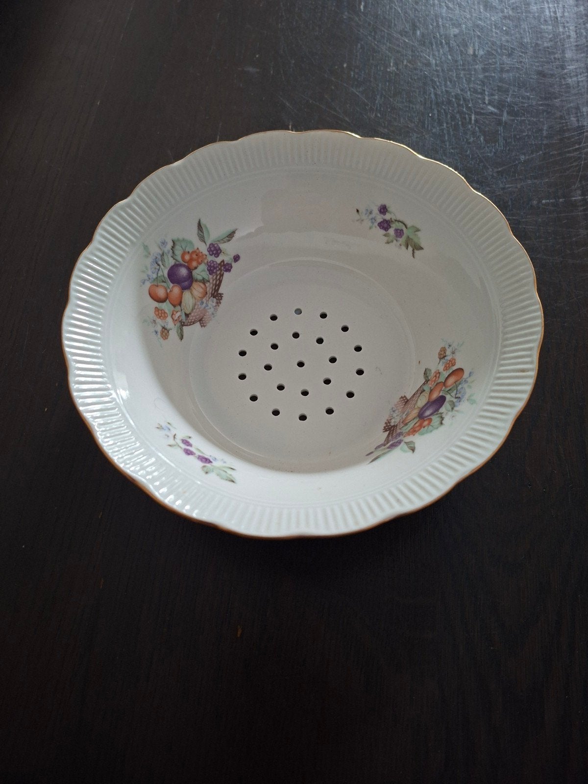 Vintage fruitschaal met schotel - Chodziez, Made in Poland, Ophalen