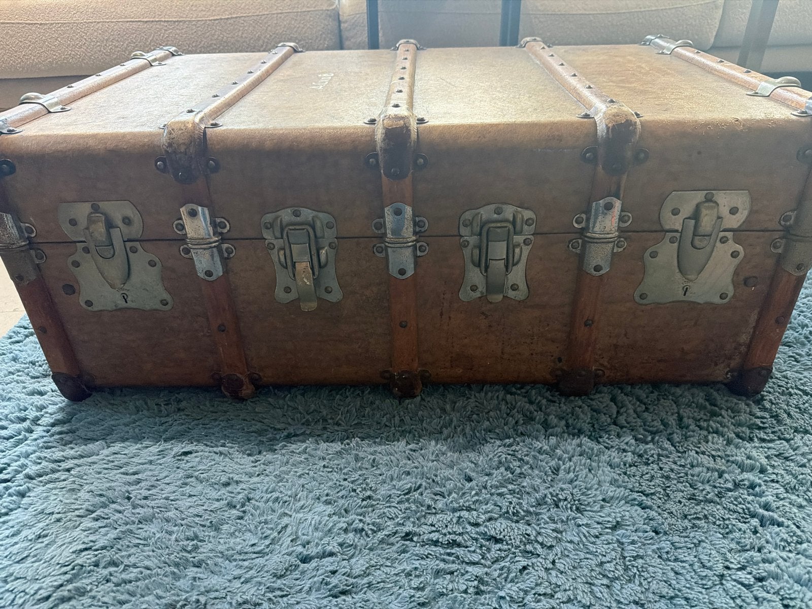 Foto 5 van Antieke houten koffer/kist - Vintage decoratie