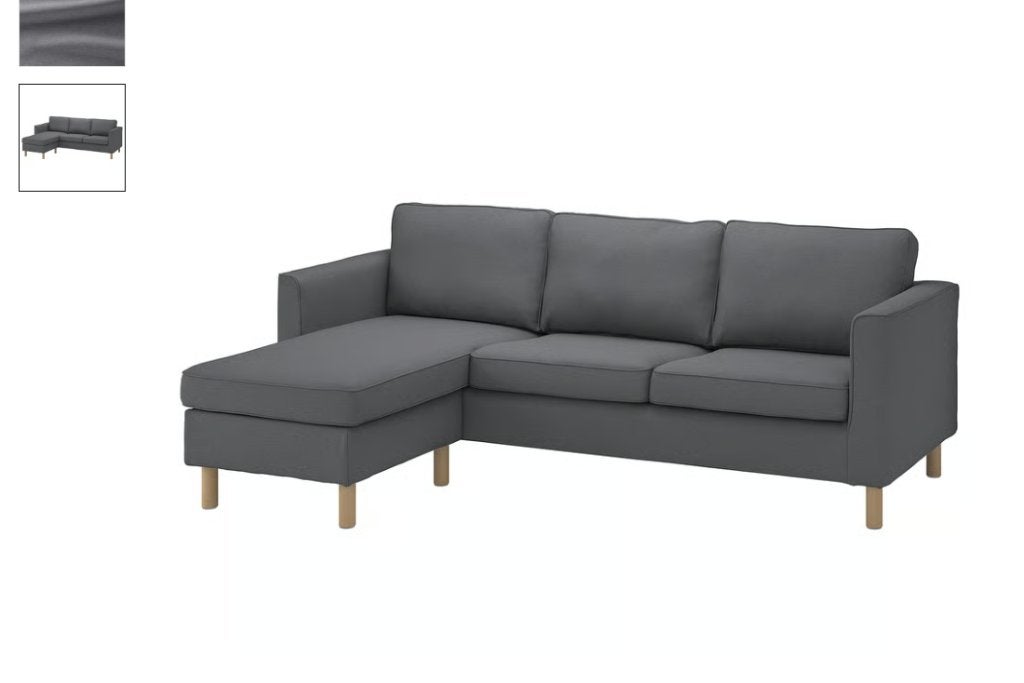 PÄRUP Hoes voor 3-zitsbank met chaise longue/Vissle grijs, Huis en Inrichting, Ophalen, Nieuw, Vierpersoons of meer