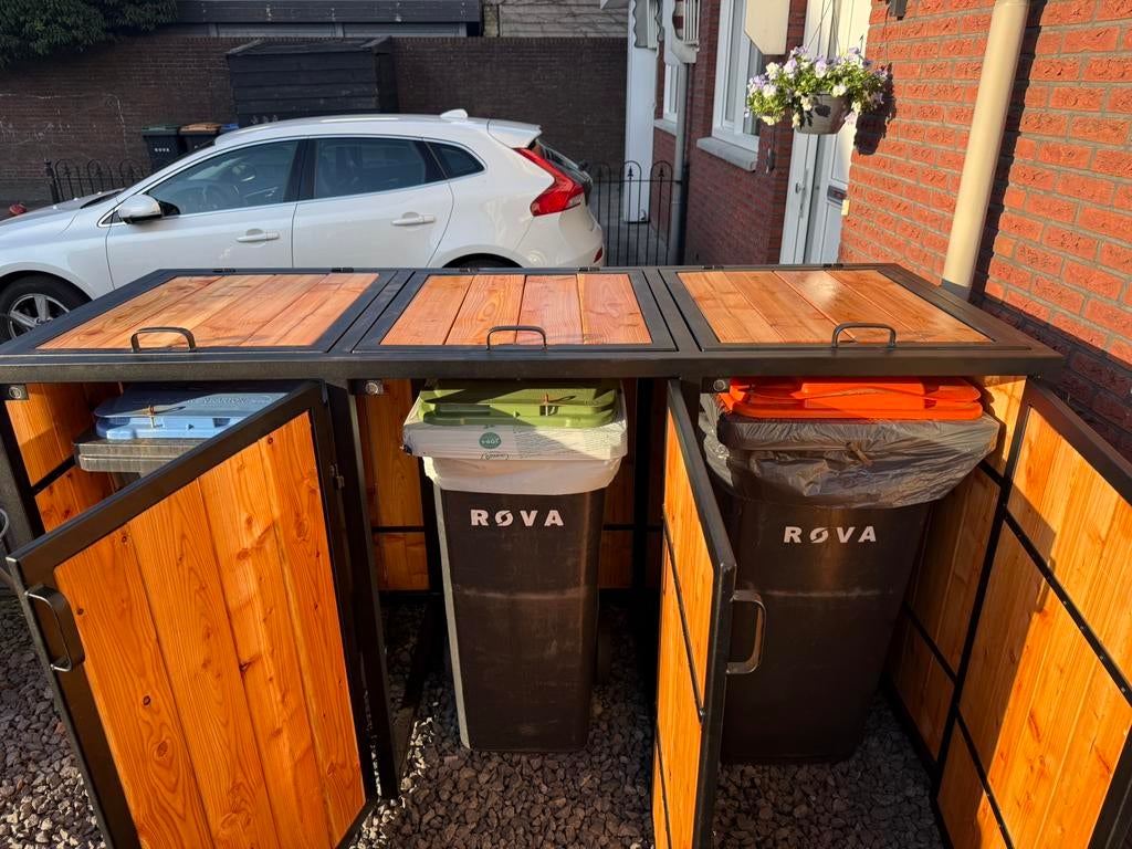 kliko ombouw voor 3 containers – strak design | €995,-, Ophalen, Zo goed als nieuw, Hout, Containerberging