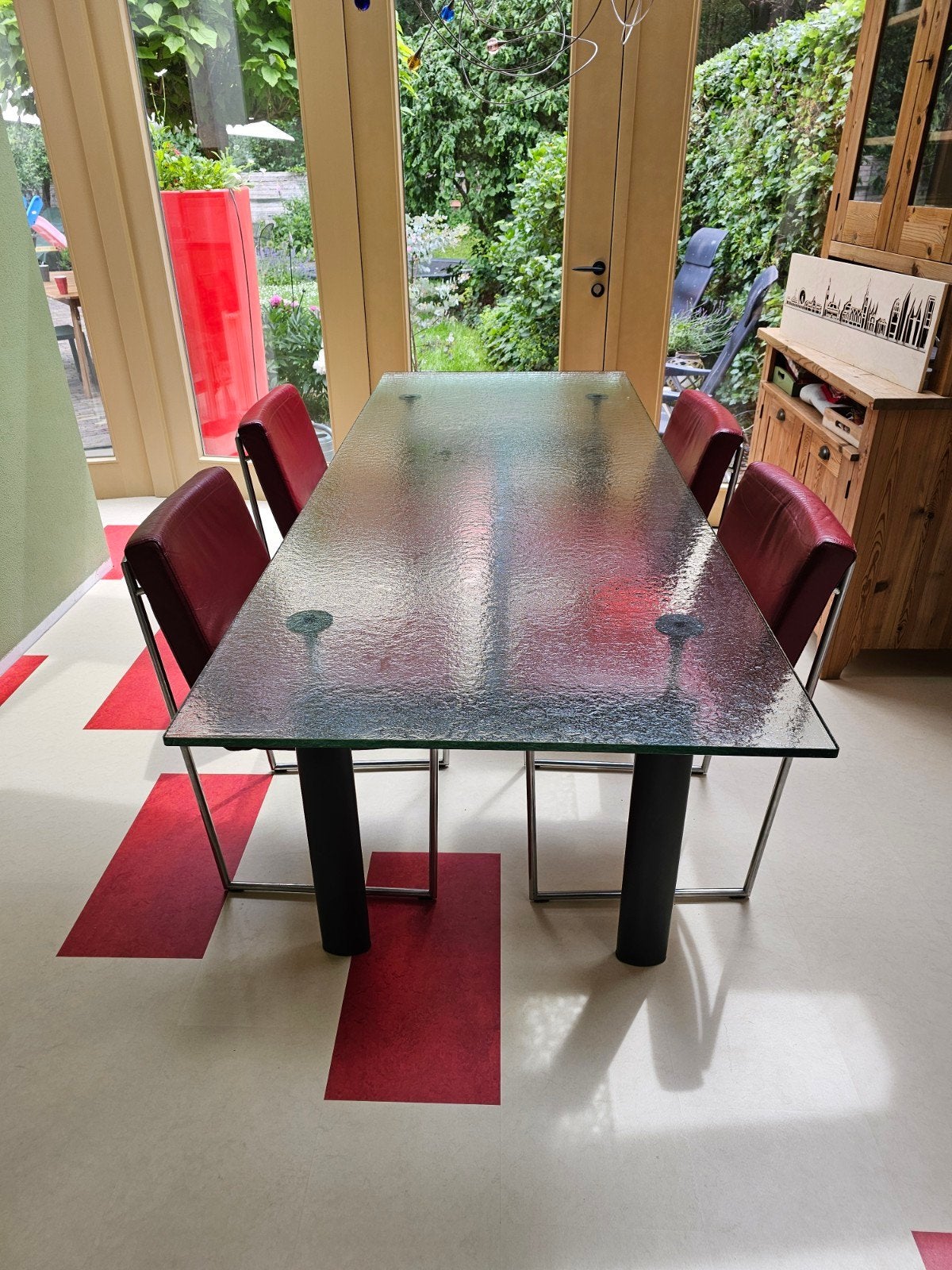 Cassina LC6 eettafel - Le Corbusier - Glazen blad, Ophalen, Gebruikt, Design, Modern, Bauhaus, 200 cm of meer