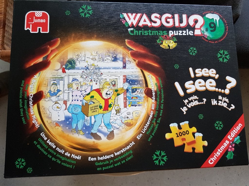 puzzel Wasgij Christmas 9 Een heldere kerstnacht 1000, Ophalen of Verzenden, 500 t/m 1500 stukjes, Zo goed als nieuw, Legpuzzel