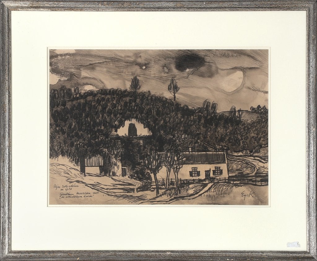 Origineel werk Charles Eyck (1897-1983) – Inkttekening, Antiek en Kunst, Ophalen of Verzenden, Papier/karton, Gesigneerd, Landschap