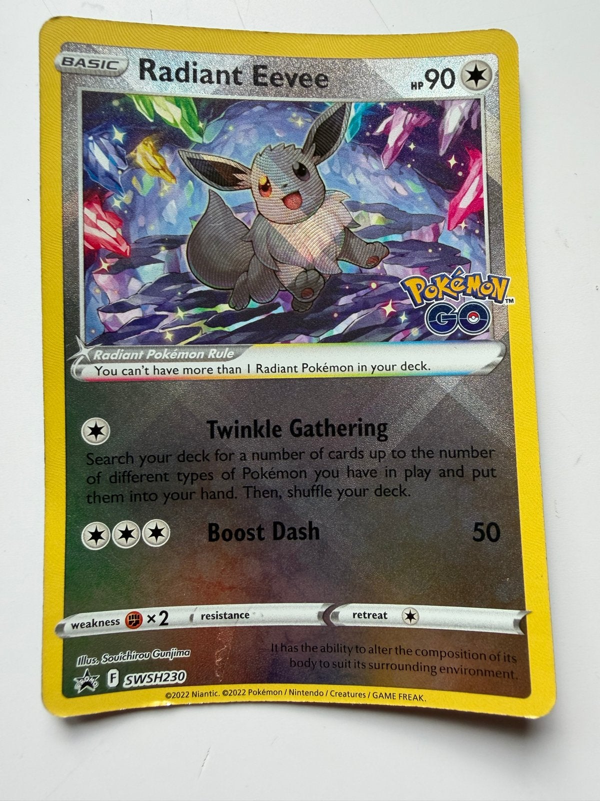 Pokémon kaarten: Radiant Eevee en Thundurus EX, Ophalen of Verzenden, Gebruikt, Meerdere kaarten, Foil