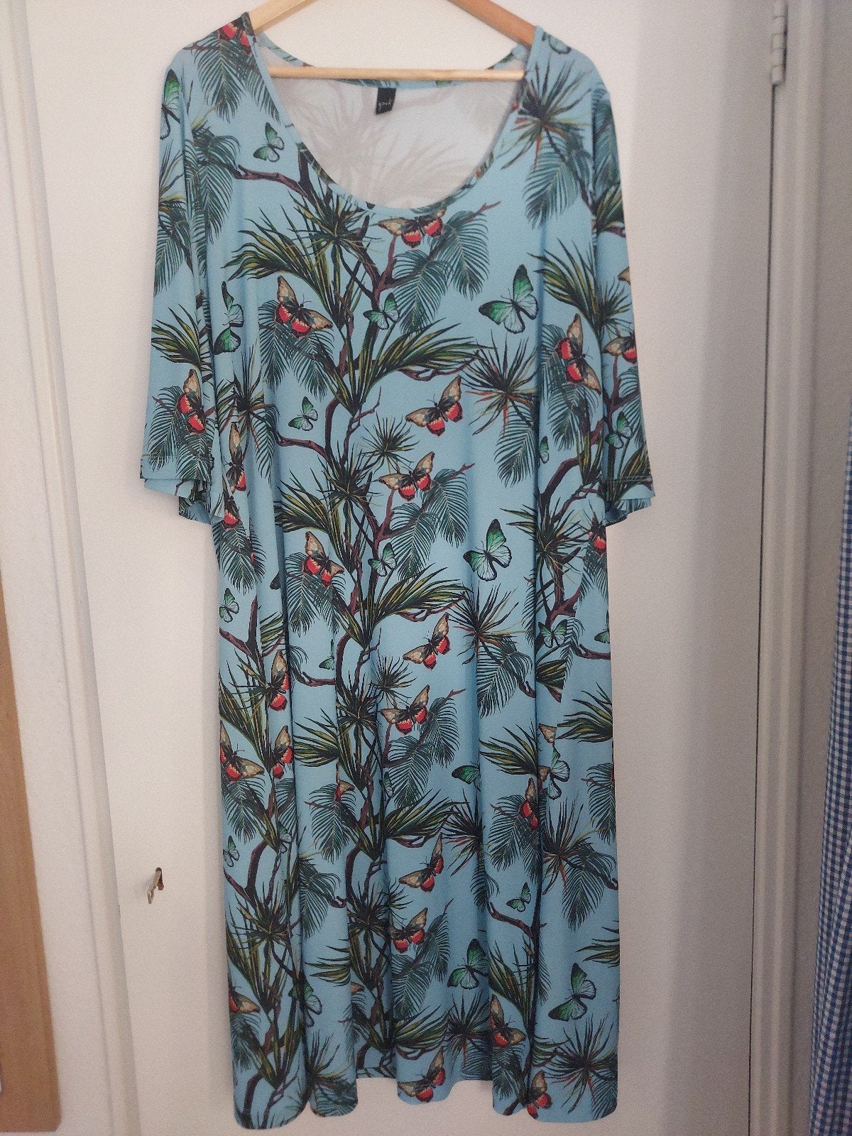 Jurk Yoek maat xl 50-52 travelstof vlinders, Kleding | Dames, Yoek, Meerkleurig, Jurk, Ophalen of Verzenden