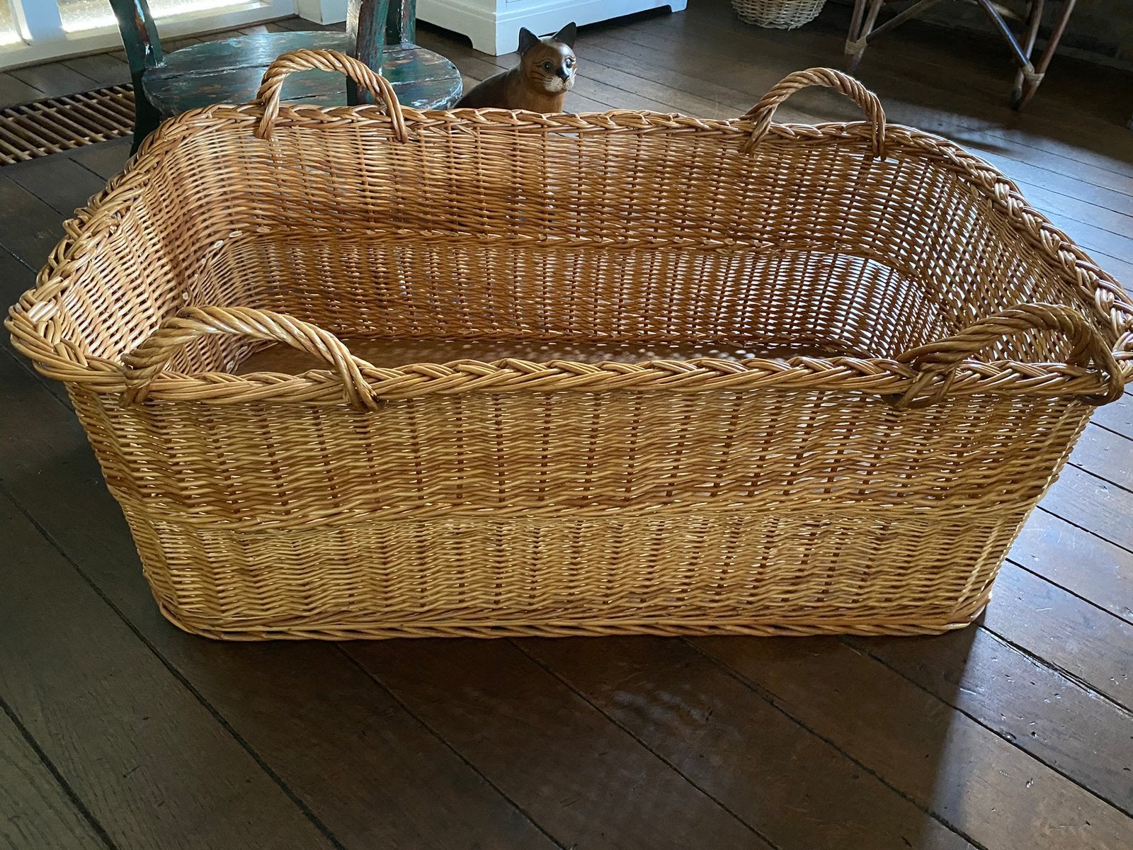 Vintage grote langwerpige rieten mand/wieg 110 cm, Ophalen