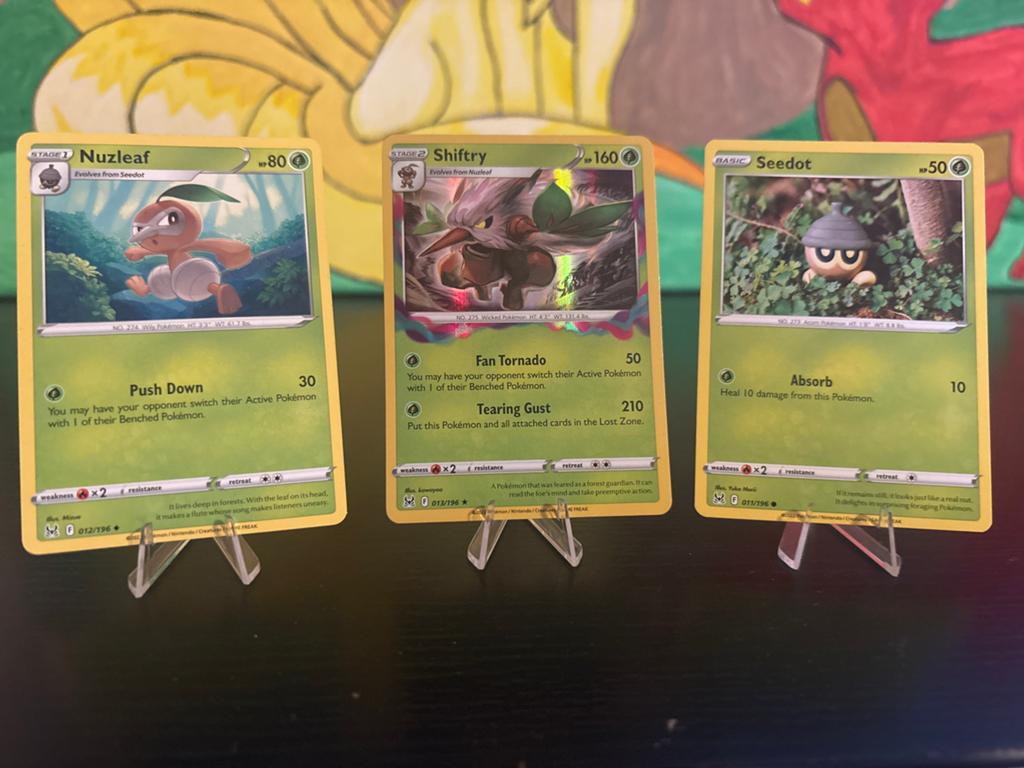 Lost Origin Pokémon Kaarten: Nuzleaf, Shiftry, Seedot Set, Ophalen of Verzenden, Zo goed als nieuw, Meerdere kaarten
