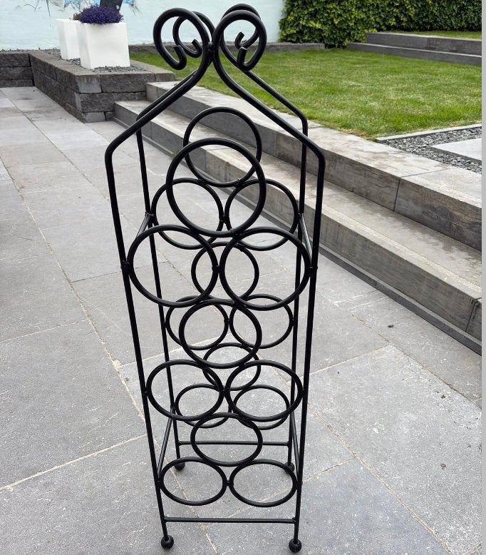 Stijlvol Zwart Metalen Wijnrek - 90cm Hoog, Ophalen, 5 tot 15 flessen, Nieuw, 75 – 100
