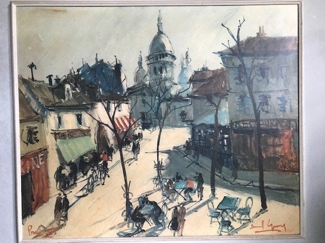 Schilderij Parijs Montmartre Basiliek B. Lignon 1928😍💑🎁👌, Ophalen of Verzenden