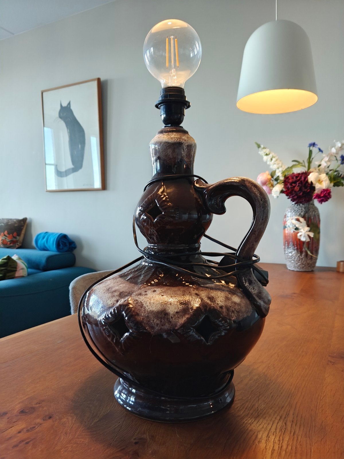 Vintage Keramieken Lampenvoet Jaren '70 - Fat Lava Stijl, Ophalen