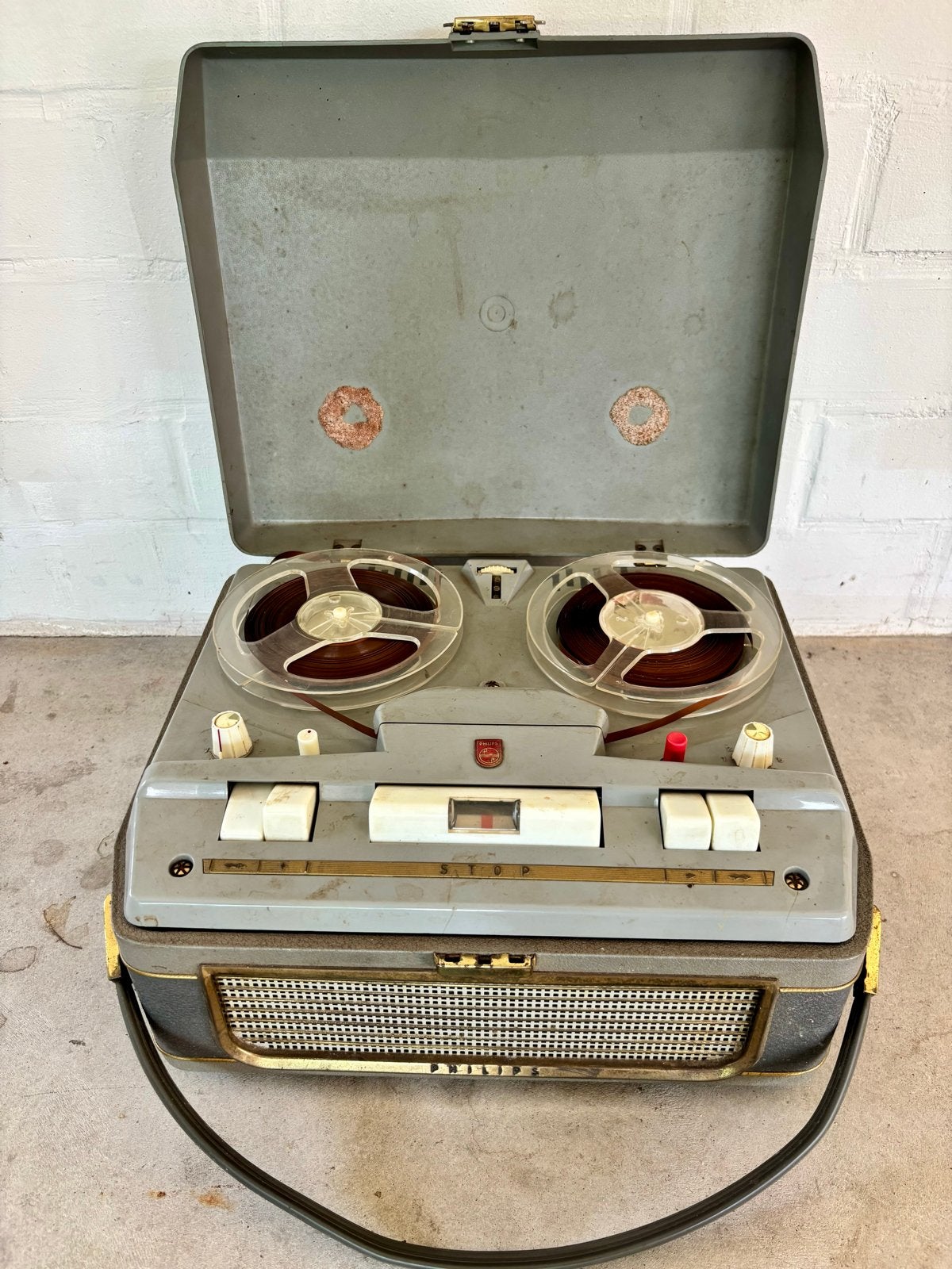 Vintage Philips Bandrecorder met banden, Audio, Tv en Foto, Bandrecorders, Ophalen of Verzenden, Bandrecorder, Met banden