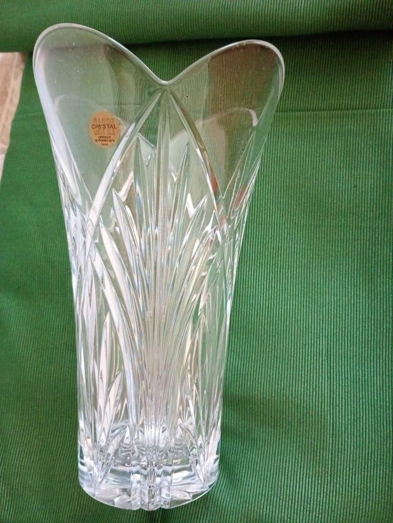 Puntgave vaas crystal. Hoog 25 cm., Ophalen of Verzenden
