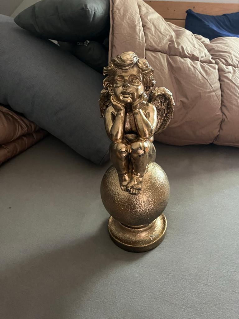 Gouden Engel Beeld - Decoratief 35 cm, Antiek en Kunst, Kunst | Beelden en Houtsnijwerken, Minder dan 20 cm, Ophalen of Verzenden