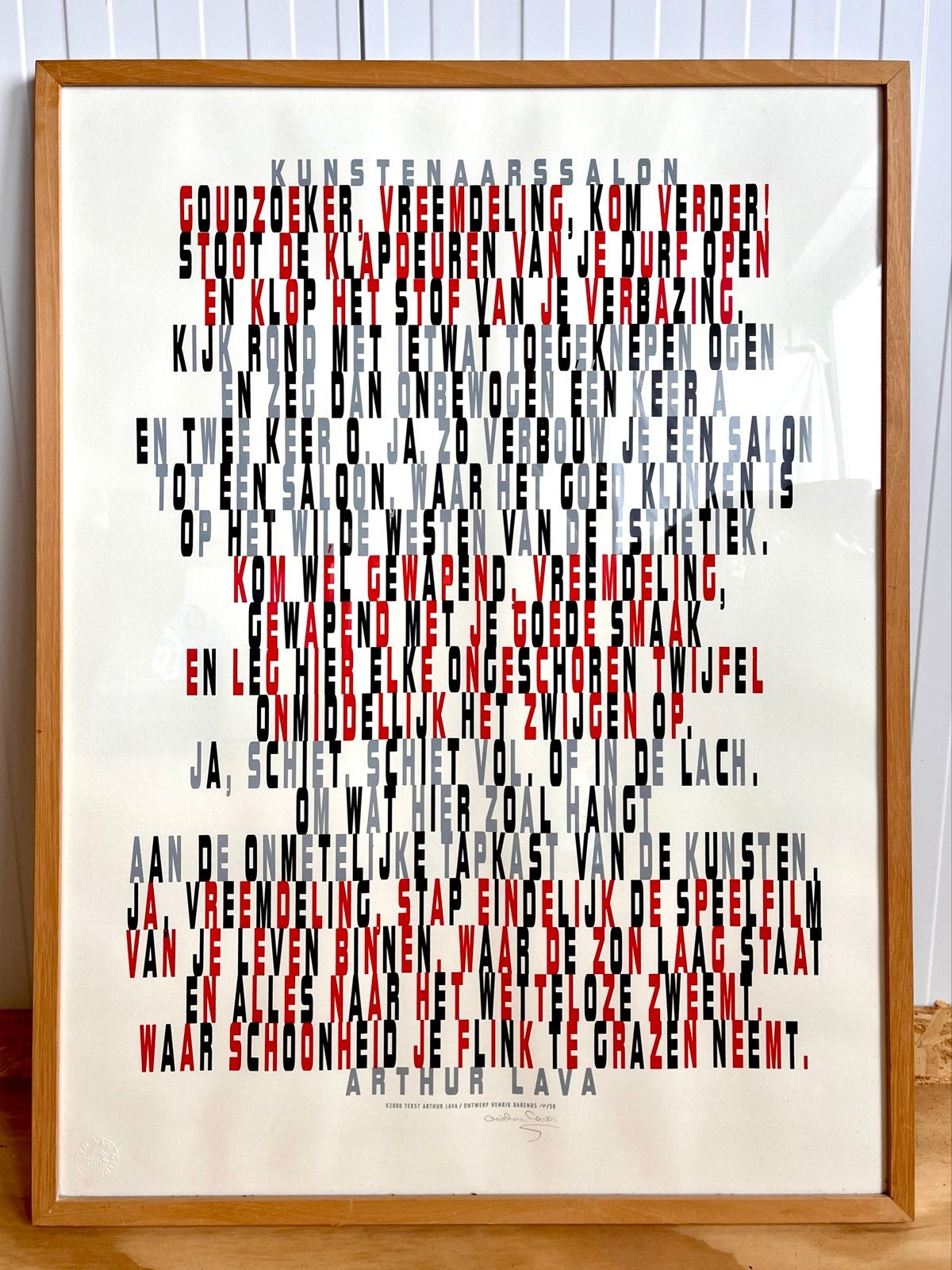 Arthur Lava - Kunstenaarssalon (Gesigneerd, Genummerd), Ophalen, Print, Print/reproductie, Achter glas