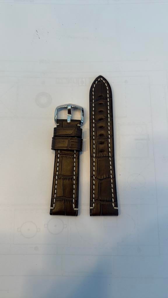 Hirsch horlogeband Knight donkerbruin 22mm, Ophalen of Verzenden, Nieuw, Bruin, Overige materialen