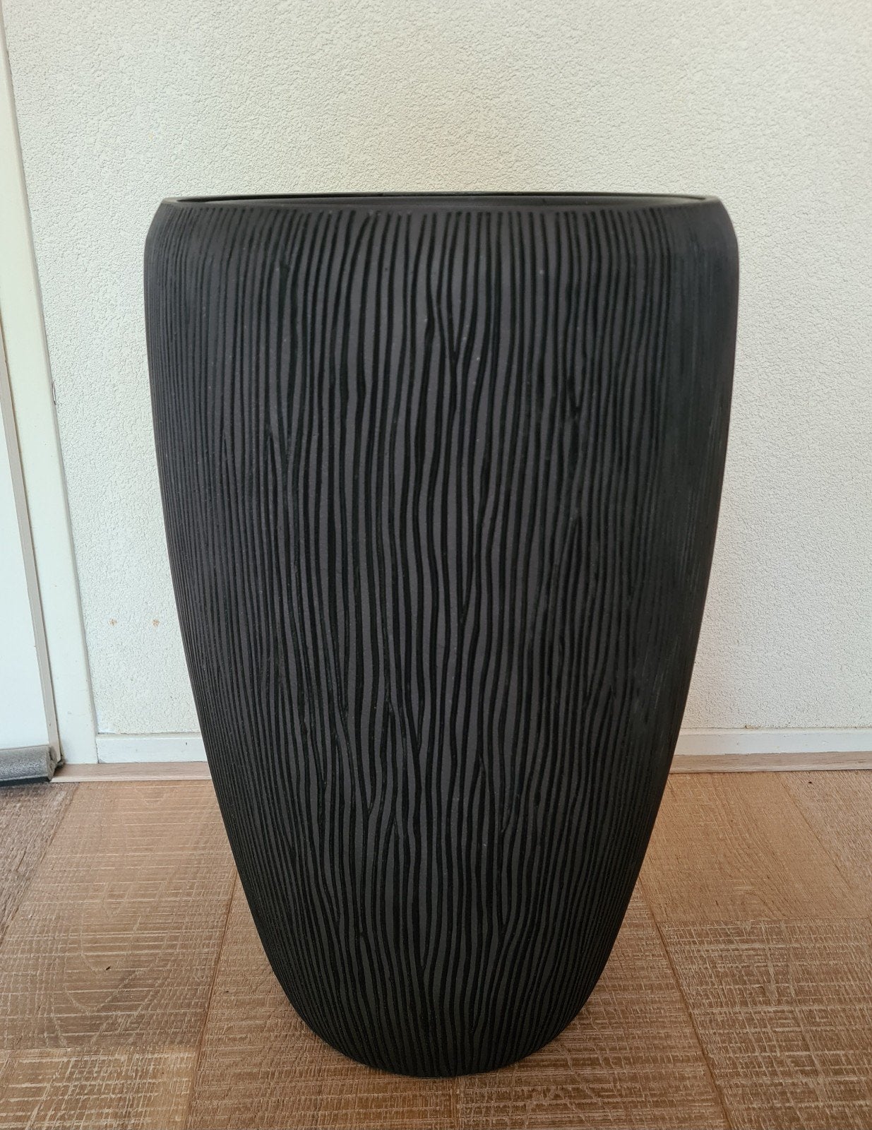 Antraciet bloempot met binnenpot - 50 cm hoog, Kunststof, Gebruikt, Rond, Binnen