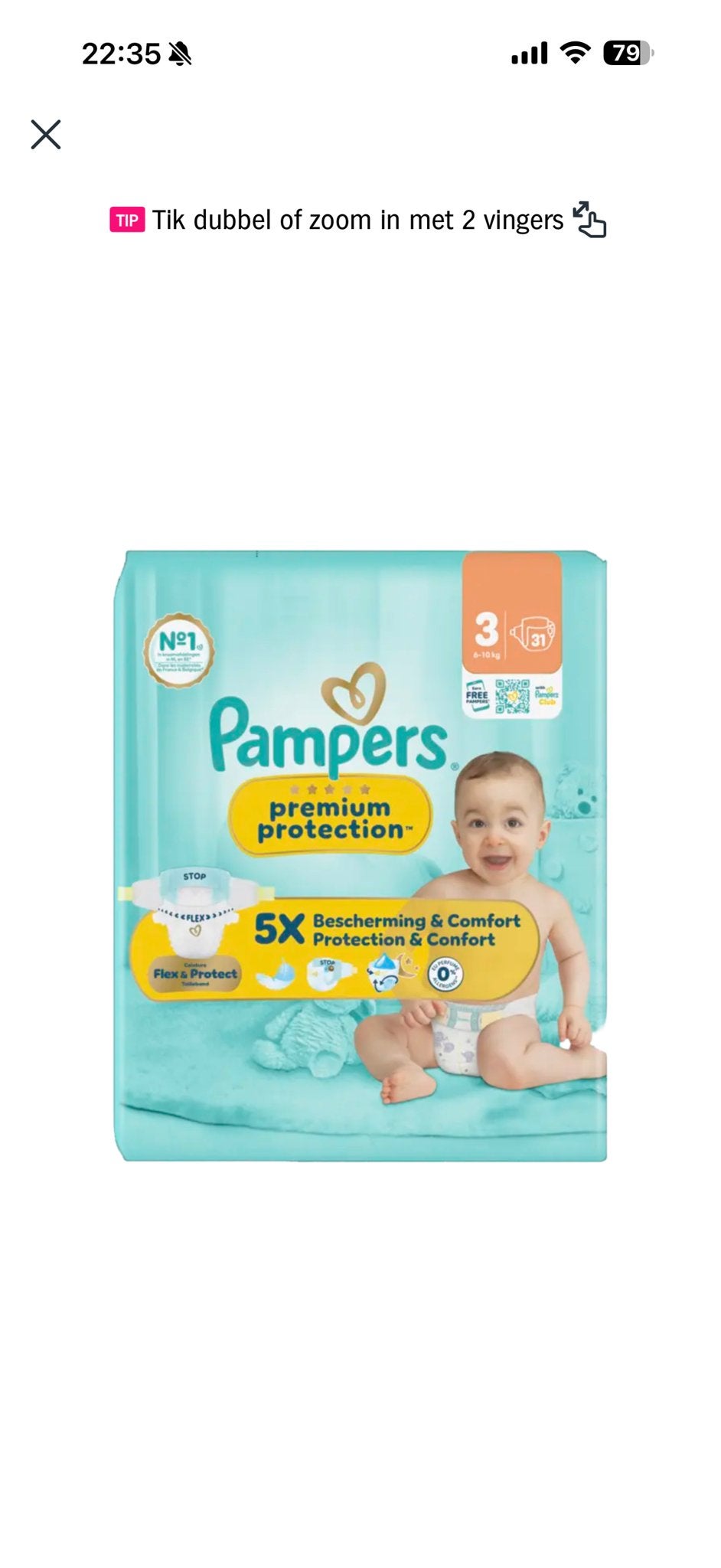 Pampers Premium Protection Luiers Maat 3 (6-10 kg) - 31 stuk, Ophalen of Verzenden, Nieuw