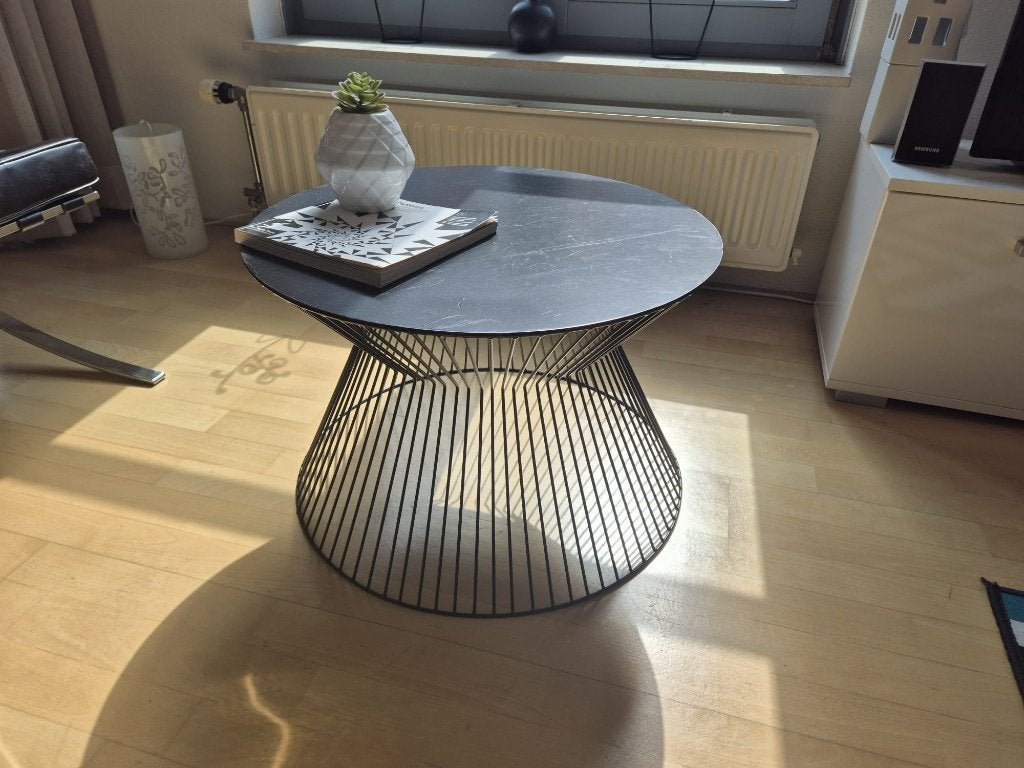 Salontafeltje Woood zwart metaal, Ophalen, Minder dan 50 cm, Gebruikt, Rond
