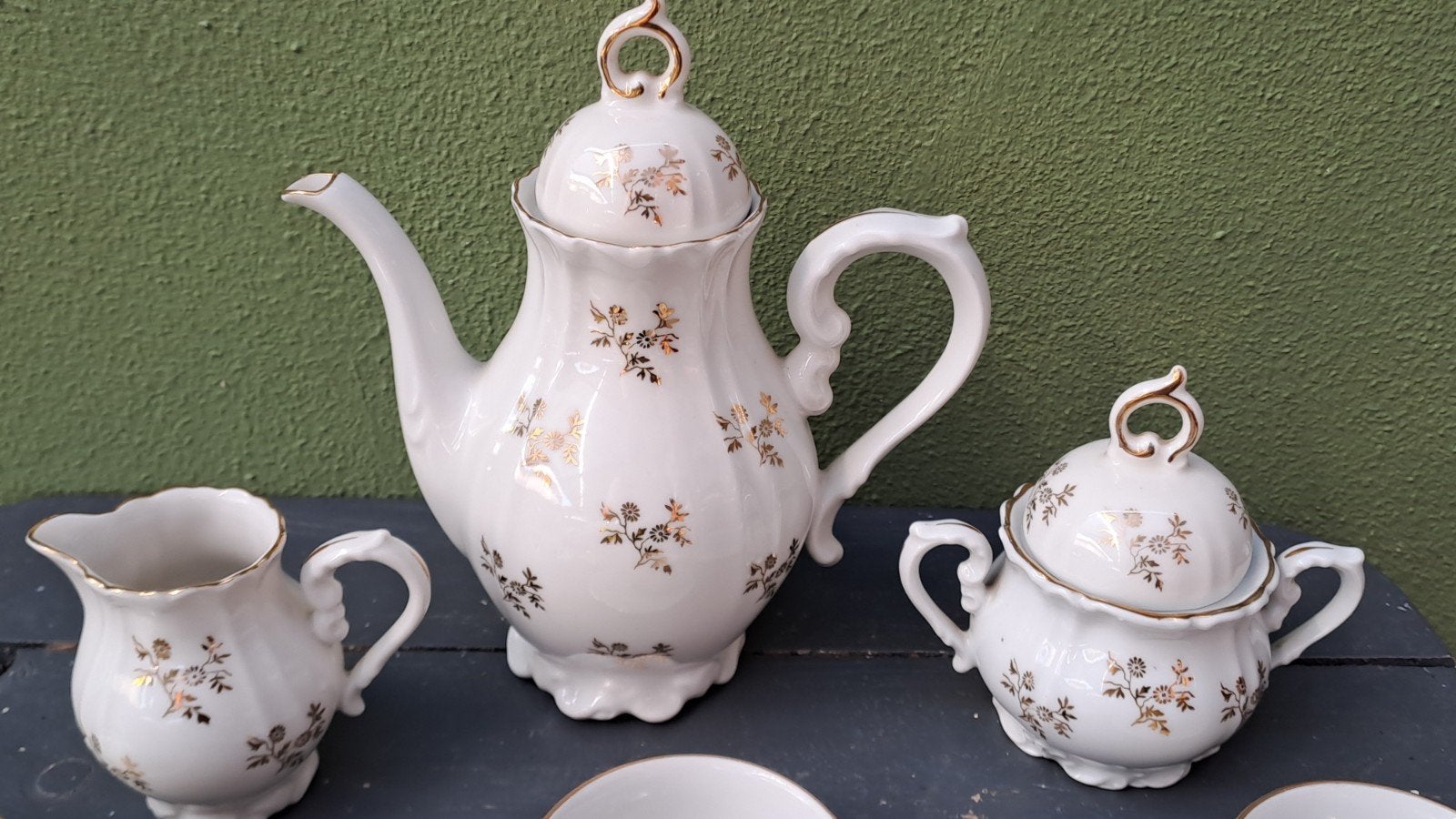 Vintage theeservies Crown Bavaria met gouden decoratie, Huis en Inrichting, Gebruikt, Overige merken, Vintage, Ophalen of Verzenden