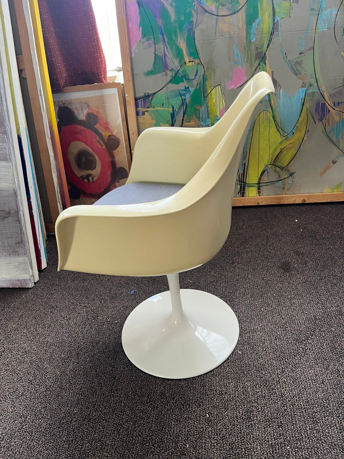 Vintage Tulip chairs Saarinen, Ophalen, Wit, Space age, Vijf, Zes of meer stoelen