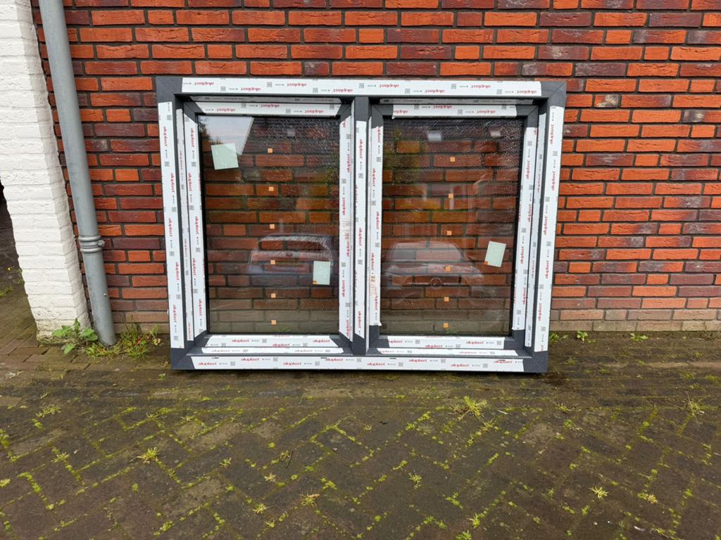 Aluplast kunststof dubbel draaikiepraam kozijn 1610x1200mm, Doe-het-zelf en Verbouw, Kunststof, Deurkozijn, Nieuw, Ophalen