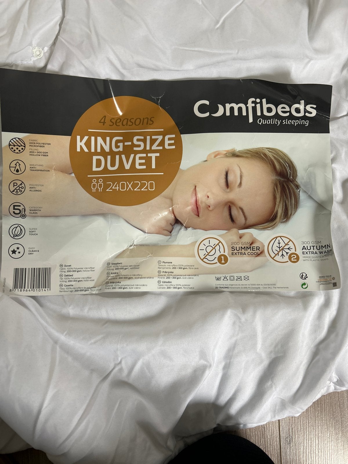 Comfibeds 4-seizoenen dekbed 240x220 - 2 delen, Lits-jumeaux, Wit, Ophalen of Verzenden, Overige merken