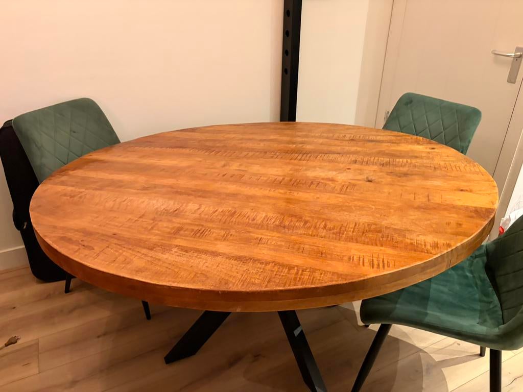 Houten tafel staat in Den Haag, Huis en Inrichting, Tafels | Eettafels, Ophalen, Zo goed als nieuw, Rechthoekig, 50 tot 100 cm