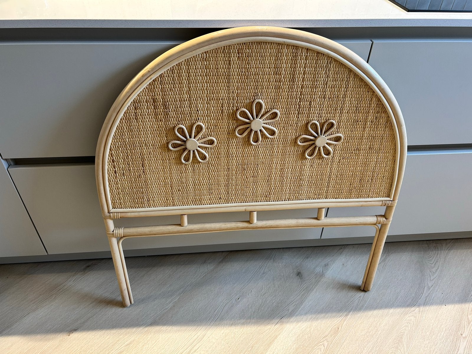 Rotan hoofdbord met bloemen voor eenpersoonsbed, Ophalen, Overige materialen, 90 cm, Eenpersoons