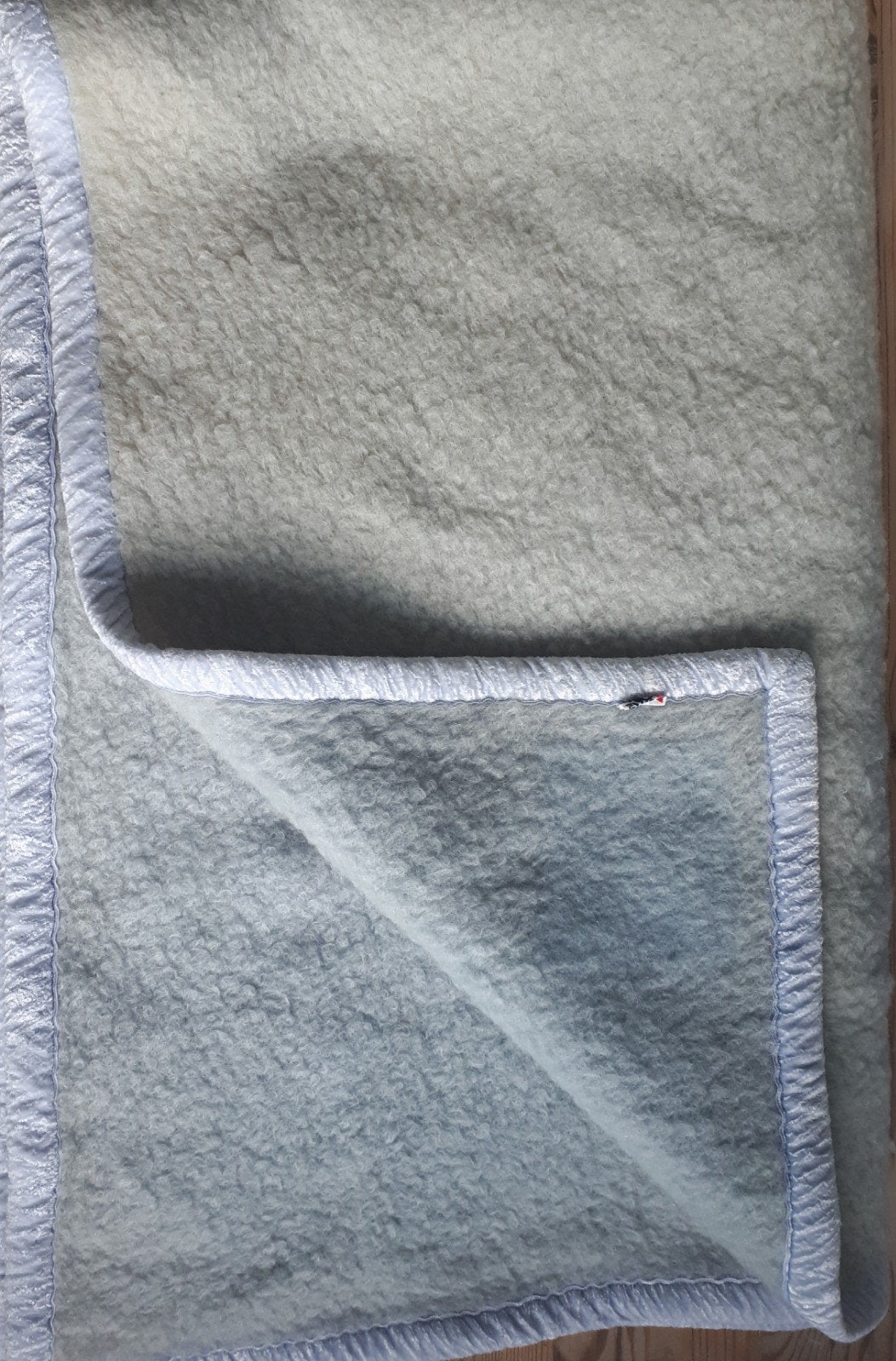 vintage wollen deken, pastelblauw, eenpersoons, Ophalen, Gebruikt