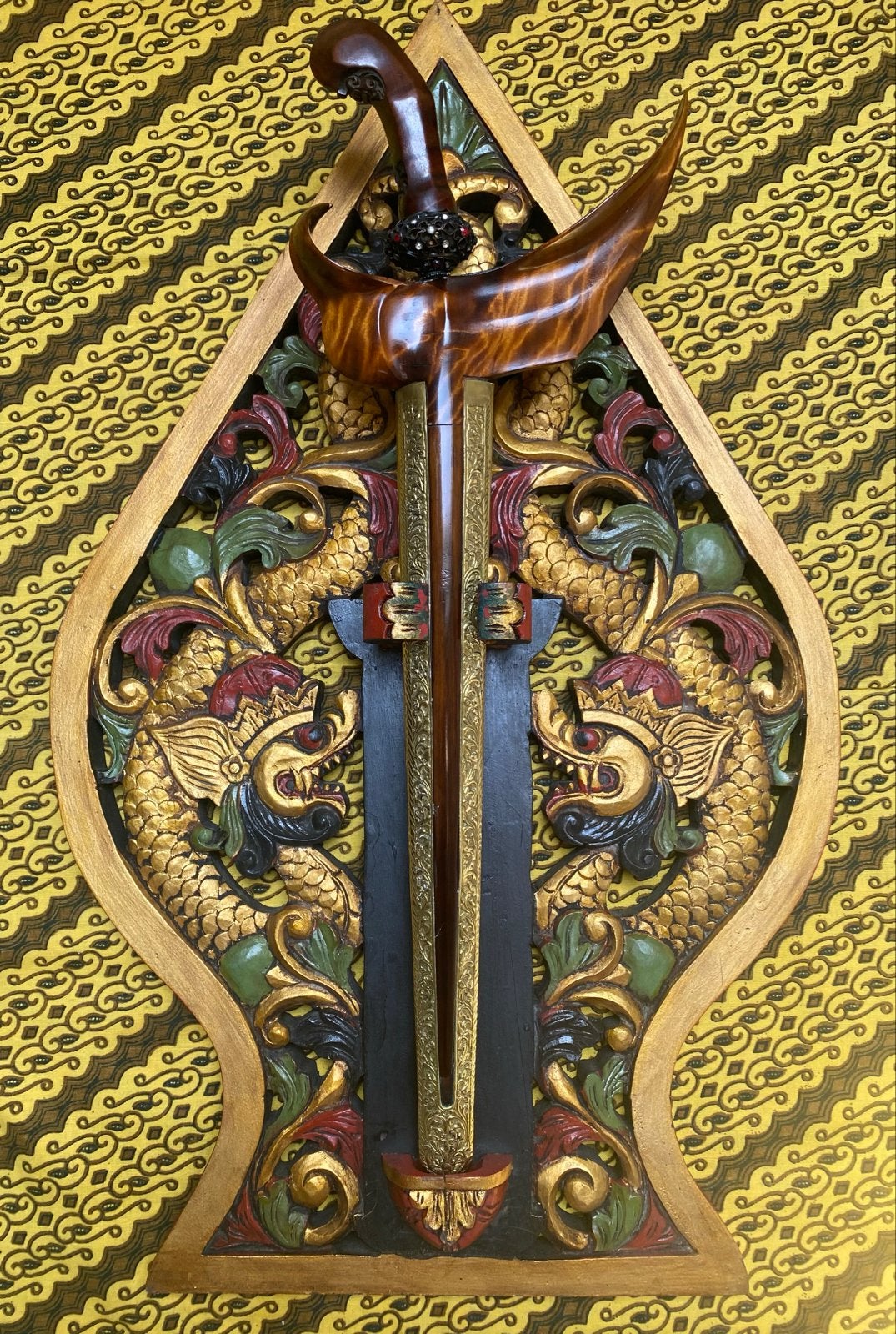 Prachtige Indonesische Keris met Draken Wanddecoratie, Hout, Ophalen of Verzenden, Indonesië, Gesneden