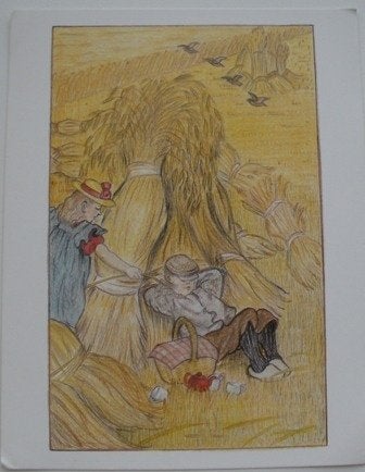 Grote kaart van twee kinderen op het land, Ophalen of Verzenden, 1980 tot heden, Ongelopen, Kinderen
