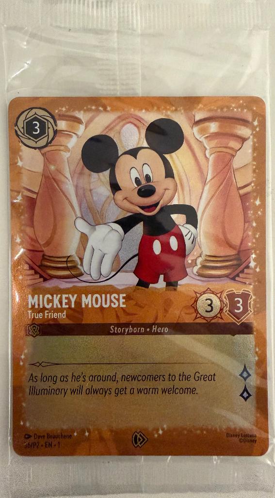 Disney Lorcana Promo - P2-036 - Mickey Mouse - True Friend, Ophalen of Verzenden, Nieuw, Losse kaart, Foil