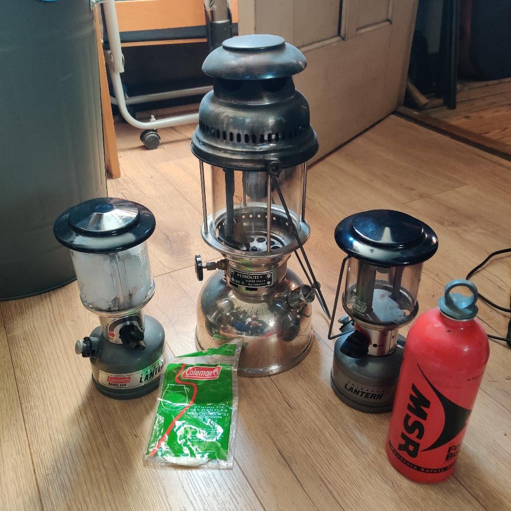 2x Coleman 226 en Petrolite Super 500CP gaslampen, Ophalen of Verzenden, Zo goed als nieuw