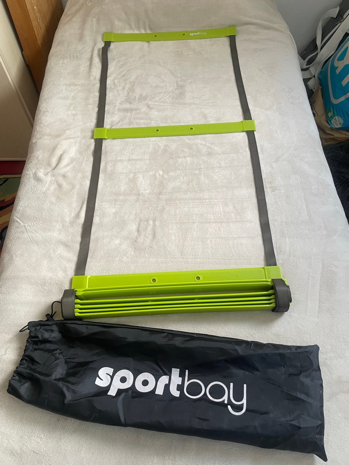 Speedladder 4 meter met verstelbare vakken en opbergzak, Sport en Fitness, Ophalen of Verzenden, Zo goed als nieuw